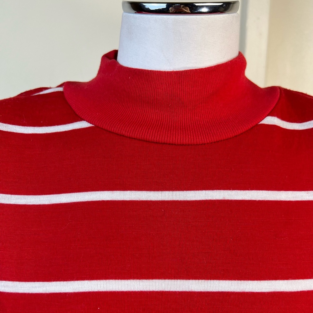 VTG Red & White Stripe Belted T-Shirt Dress - Picture 7 of 14